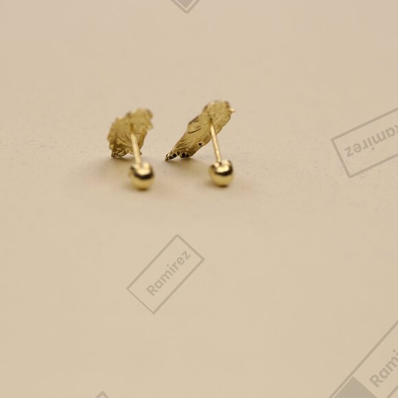 14K Solid Gold Saint Jude Stud Earrings • Green Robe • Water-Resistant Enamel. - Picture 3 of 7